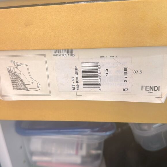 Fendi Maryjanes with Black and Pink Wedge Platform Espadrilles. No Flaws. - Picture 15 of 17